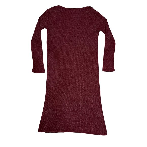 Aeropostale Women's Longline Ribbed Burgundy Open Cardigan Sweater M Cozy Layer - Picture 11 of 12